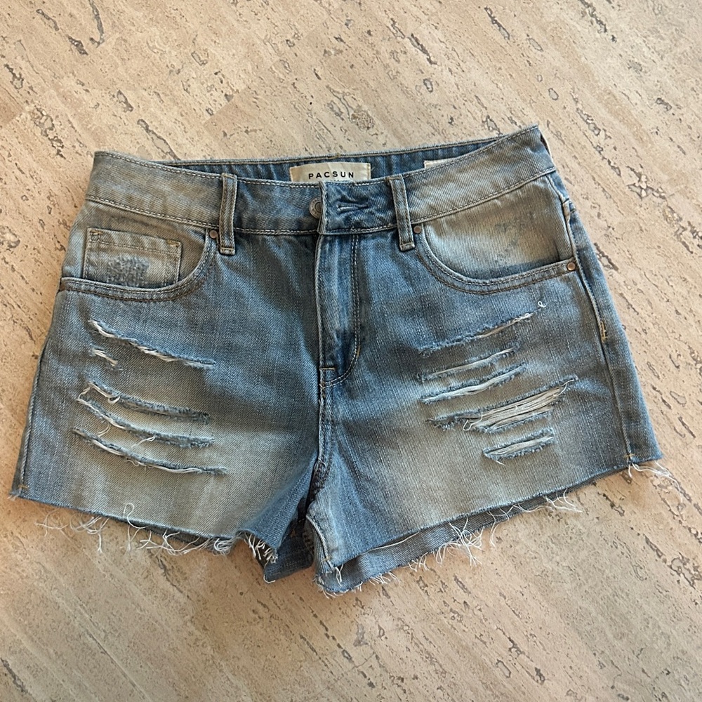 PacSun Light Blue Ripped Jean Shorts